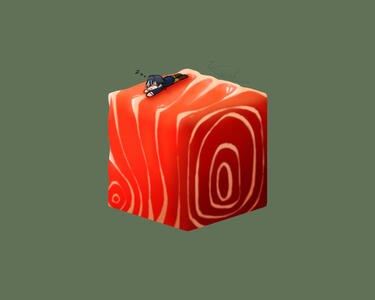 Belphegor On A Block Of Salmon